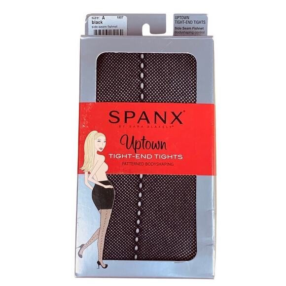 SPANX Black Side Seam Fishnet Tight-End Tights Size A - Picture 1 of 6